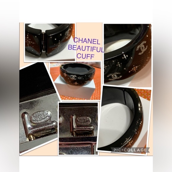 ❤️Chanel black resin hinged bangle w/ crystal,2008 Spring Collection❤️ - Picture 2 of 9